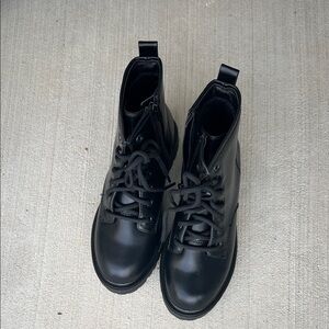 wonder nation Black Zipper Lace-Up Boots